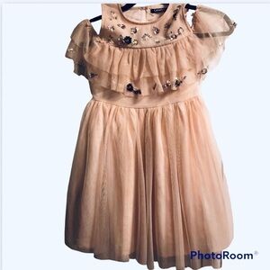 💜3/&30 Size 8 Peach Blush  Cold Shoulder Sequinned Tulle Party Dress